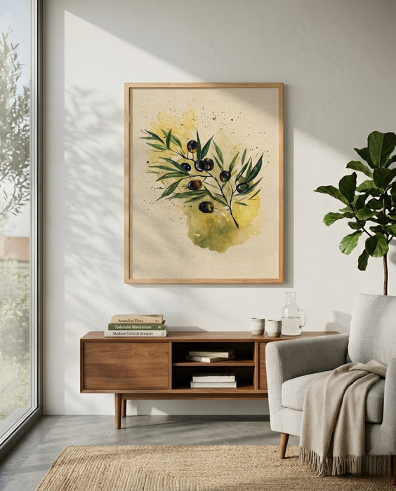 Zeytin Dalı Tablo – Minimal Botanik Duvar Dekoru K171