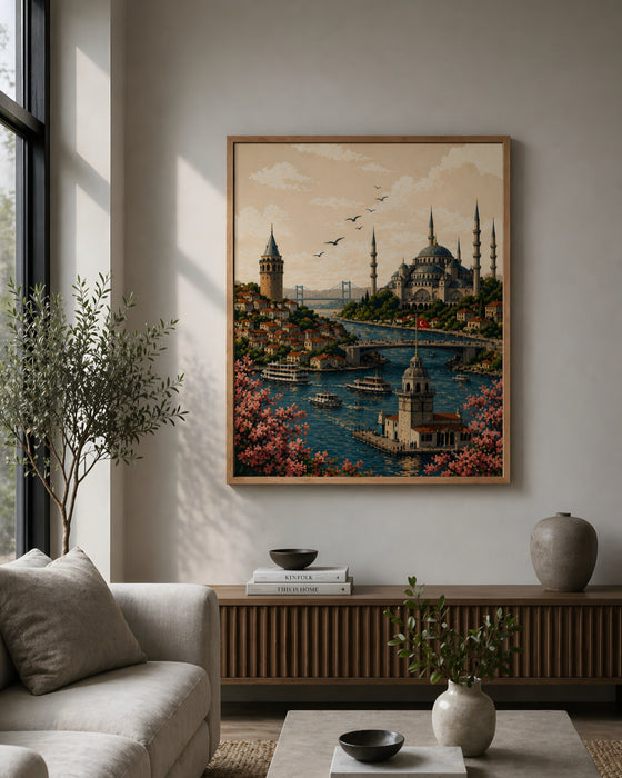 Galata & Camii Detaylı Dekoratif Duvar Tablosu K160