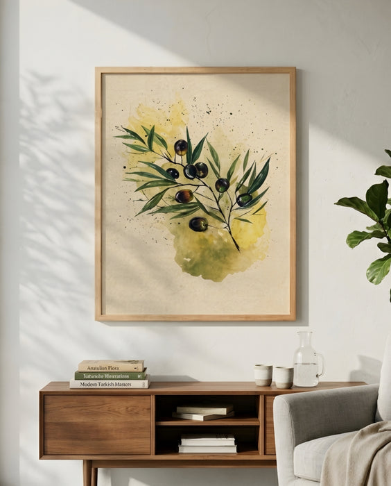 Zeytin Dalı Tablo – Minimal Botanik Duvar Dekoru K171