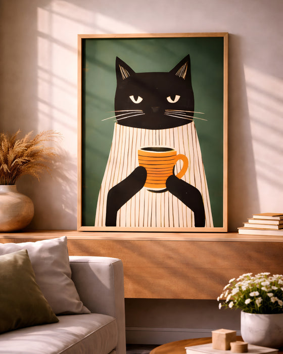 Kedi Kahve Dekoratif Tablo K115
