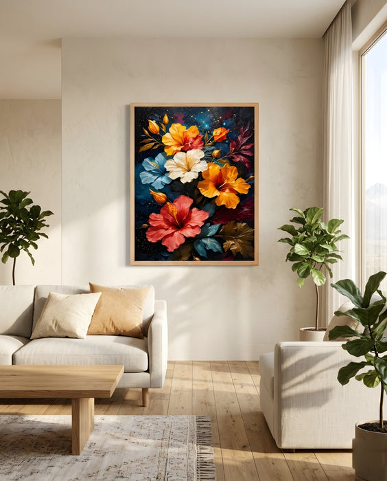 Renkli Çiçek Tablo | Modern Floral Duvar Dekoru K204