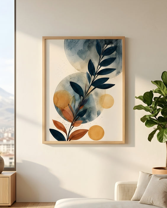 Modern Botanik Soyut Tablo | Minimal Yaprak Desenli Duvar Dekoru K202