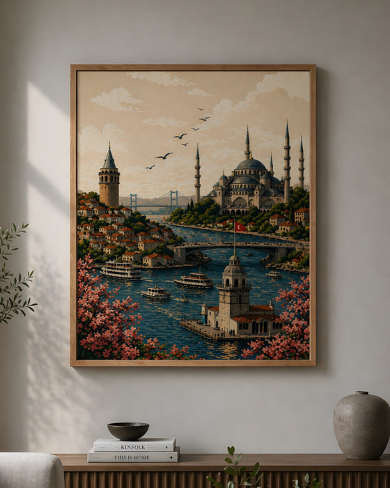 Galata & Camii Detaylı Dekoratif Duvar Tablosu K160