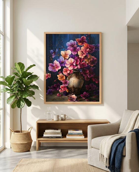 Çiçek Tablosu – Renkli Modern Duvar Dekoru, Salon & Ofis İçin Şık Çerçeveli Tablo K166