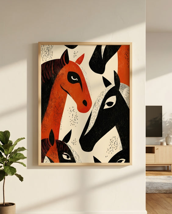 Modern At Figürlü Tablo | Sanatsal Hayvan Temalı Duvar Dekoru K199