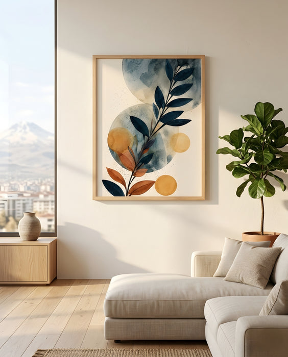 Modern Botanik Soyut Tablo | Minimal Yaprak Desenli Duvar Dekoru K202