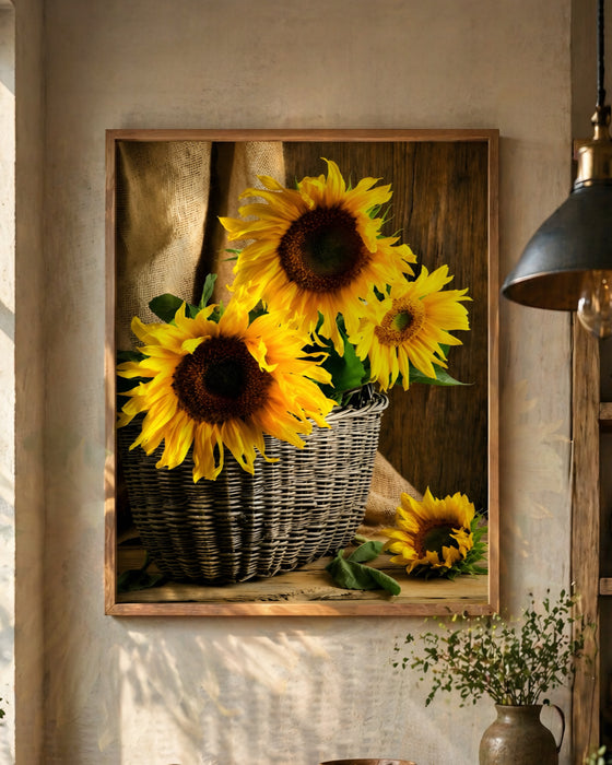 Ayçiçeği Tablosu – Rustik Dekoratif Çiçek Tablosu K156