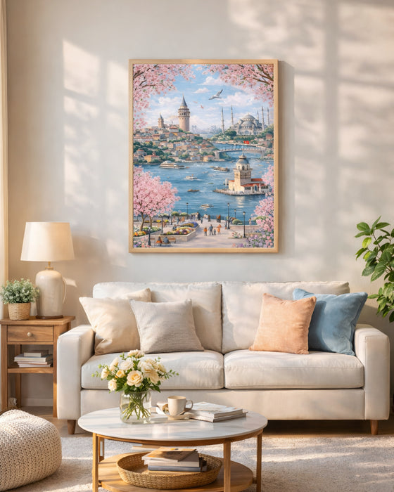 Şehir & Sakura Temalı Dekoratif Tablo K149