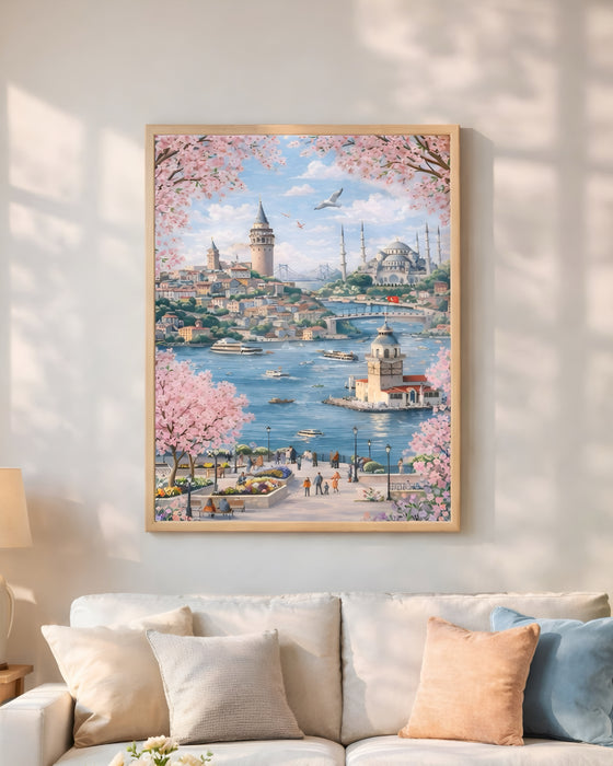 Şehir & Sakura Temalı Dekoratif Tablo K149