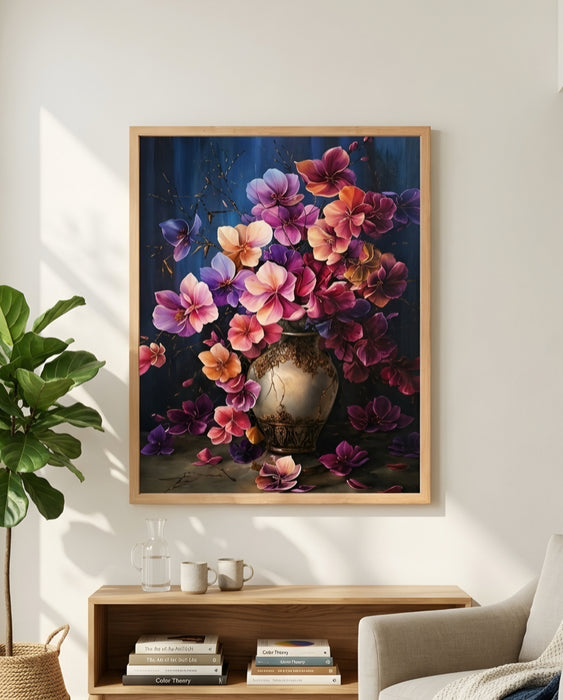 Çiçek Tablosu – Renkli Modern Duvar Dekoru, Salon & Ofis İçin Şık Çerçeveli Tablo K166